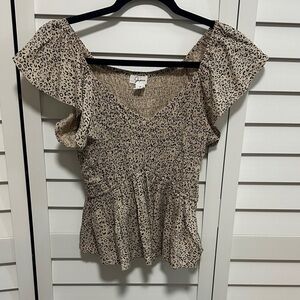 Japna Animal Print Flutter Sleeve Blouse